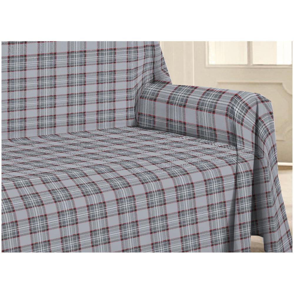 Telo Arredo Multiuso Linea Pensieri Delicati In 100% Cotone Disegno Tartan Singolo Grigio - Foto 6