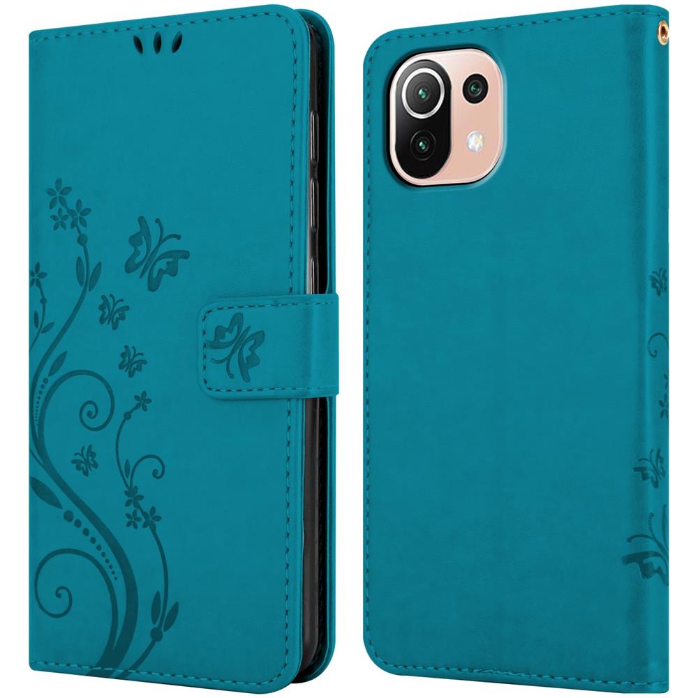 Custodia Compatibile Con Xiaomi Mi 11 Lite (4g / 5g) / 11 Lite Ne In Blu Fiore - Coperchio Protettivo In Design Floreale Con Chiusura Magnetica, Funzione Stand E Slot Per Carte - Foto 7