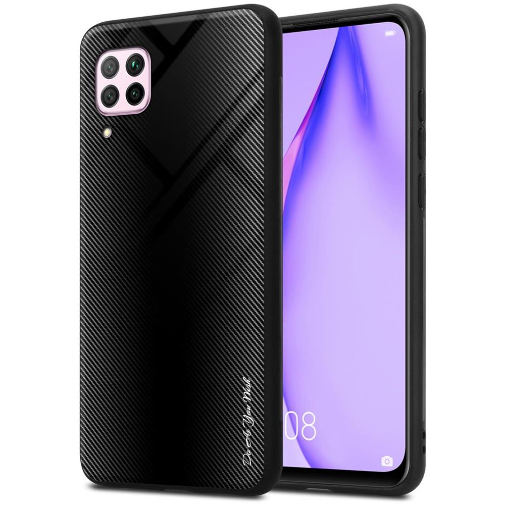Custodia Compatibile Con Huawei P40 Lite / Nova 7i - Ottica A Strisce In Opale Nero - Coperchio Protettivo In Vetro Temperato E Silicone Tpu - Foto 1