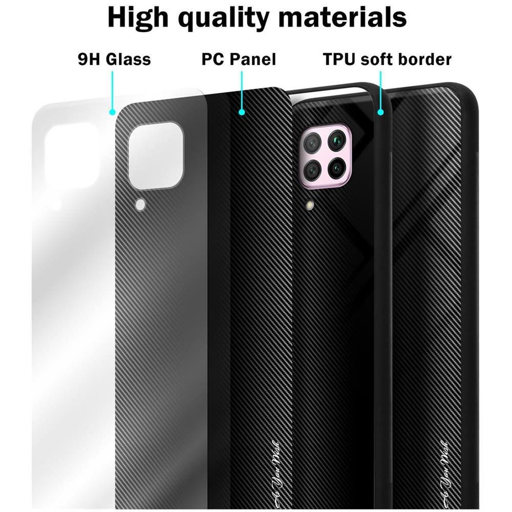 Custodia Compatibile Con Huawei P40 Lite / Nova 7i - Ottica A Strisce In Opale Nero - Coperchio Protettivo In Vetro Temperato E Silicone Tpu - Foto 7