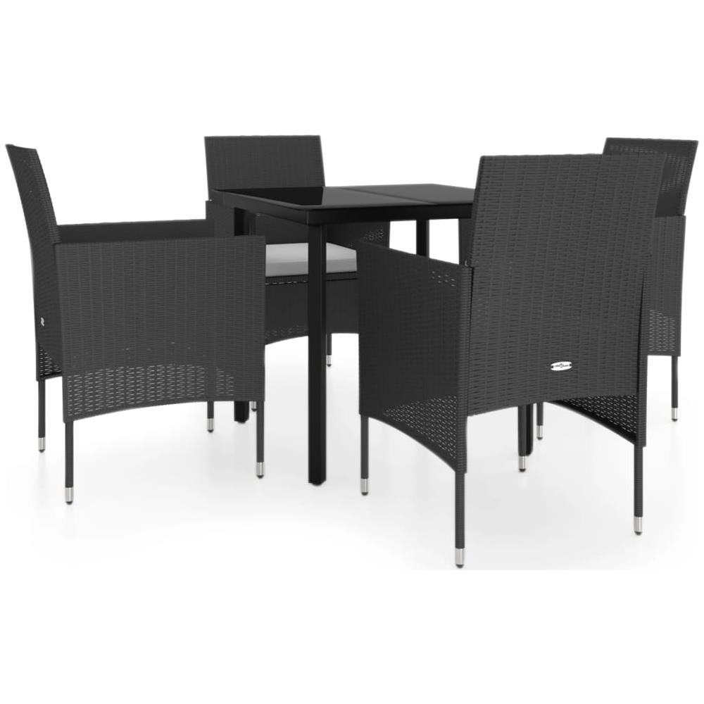 Set Mobili Da Pranzo Per Giardino 5 Pz Con Cuscini Nero - Foto 1