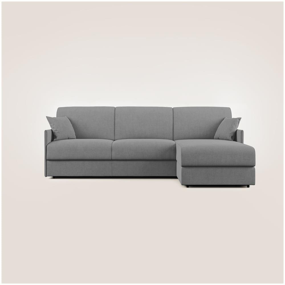 Evans Divano Letto Angolare Con Penisola In Morbido Tessuto Impermeabile T02 Grigio 232 Cm Destro (mat. 120x197) - Foto 1