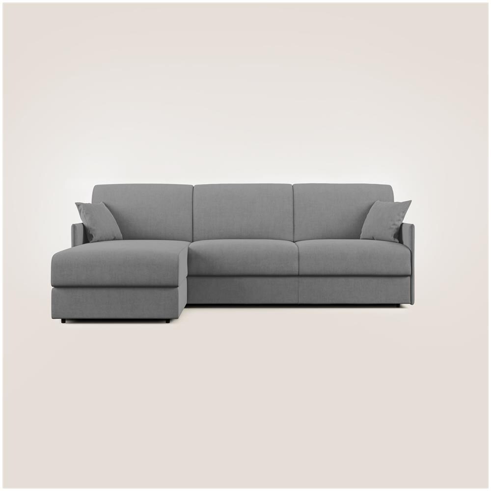 Evans Divano Letto Angolare Con Penisola In Morbido Tessuto Impermeabile T02 Grigio 232 Cm Destro (mat. 120x197) - Foto 2