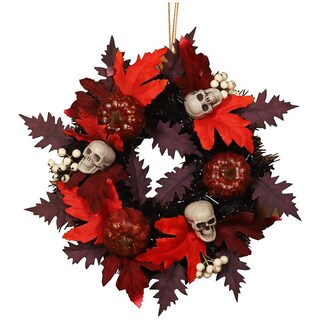 Ghirlanda Gotica Di Halloween Con Foglie D'Acero Nere E Rosa – Portacandele Per Decorazioni Casa E Festa