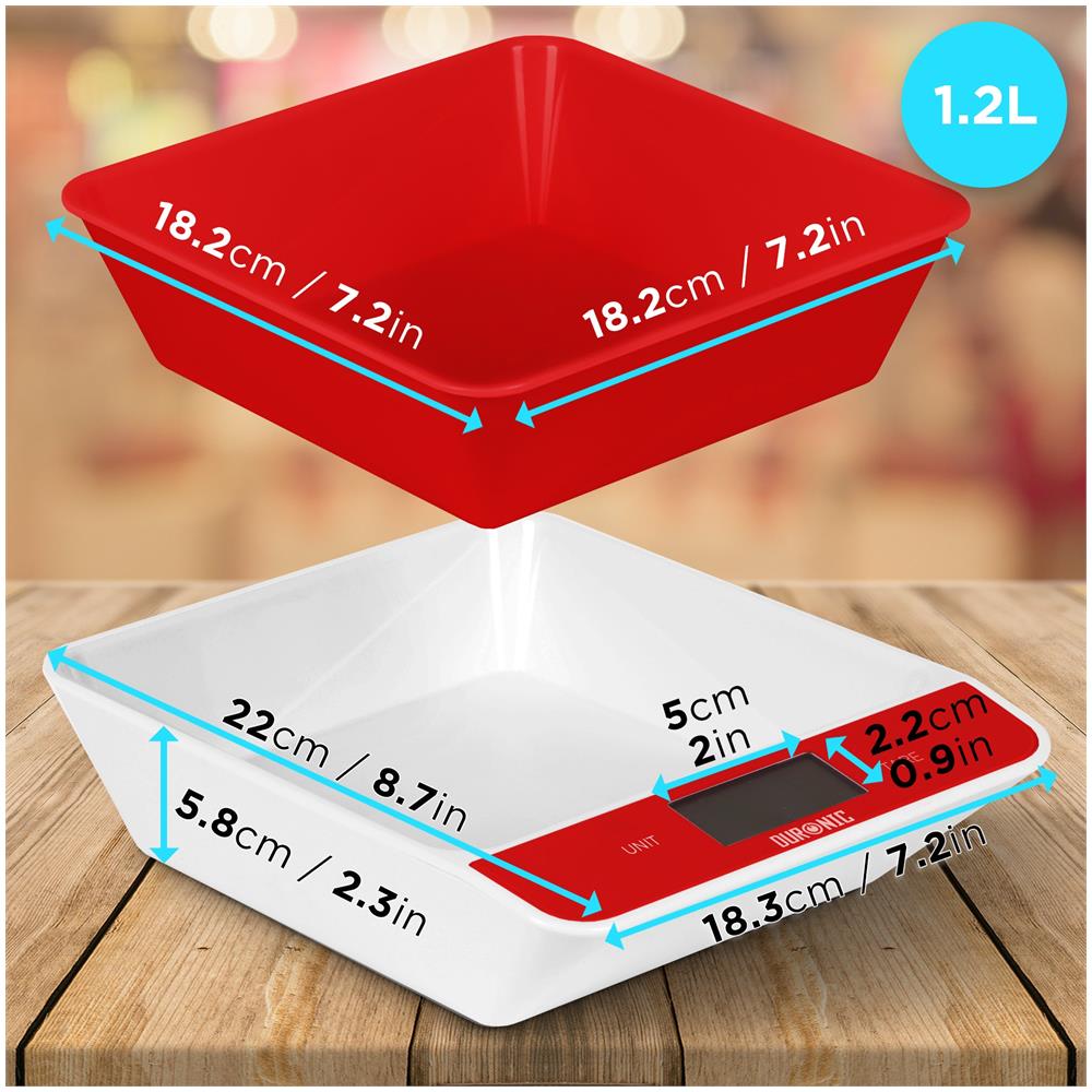 Ks100 Rd Bilancia Da Cucina | Bilancia Ad Alta Precisione Con Display Digitale Retroilluminato | Portata 1g / 5 Kg | Bilancia Con Ciotola Integrata Rosa Da 1,2l | Funzione Tara | Ideale Per Cucina E Pasticceria - Foto 6
