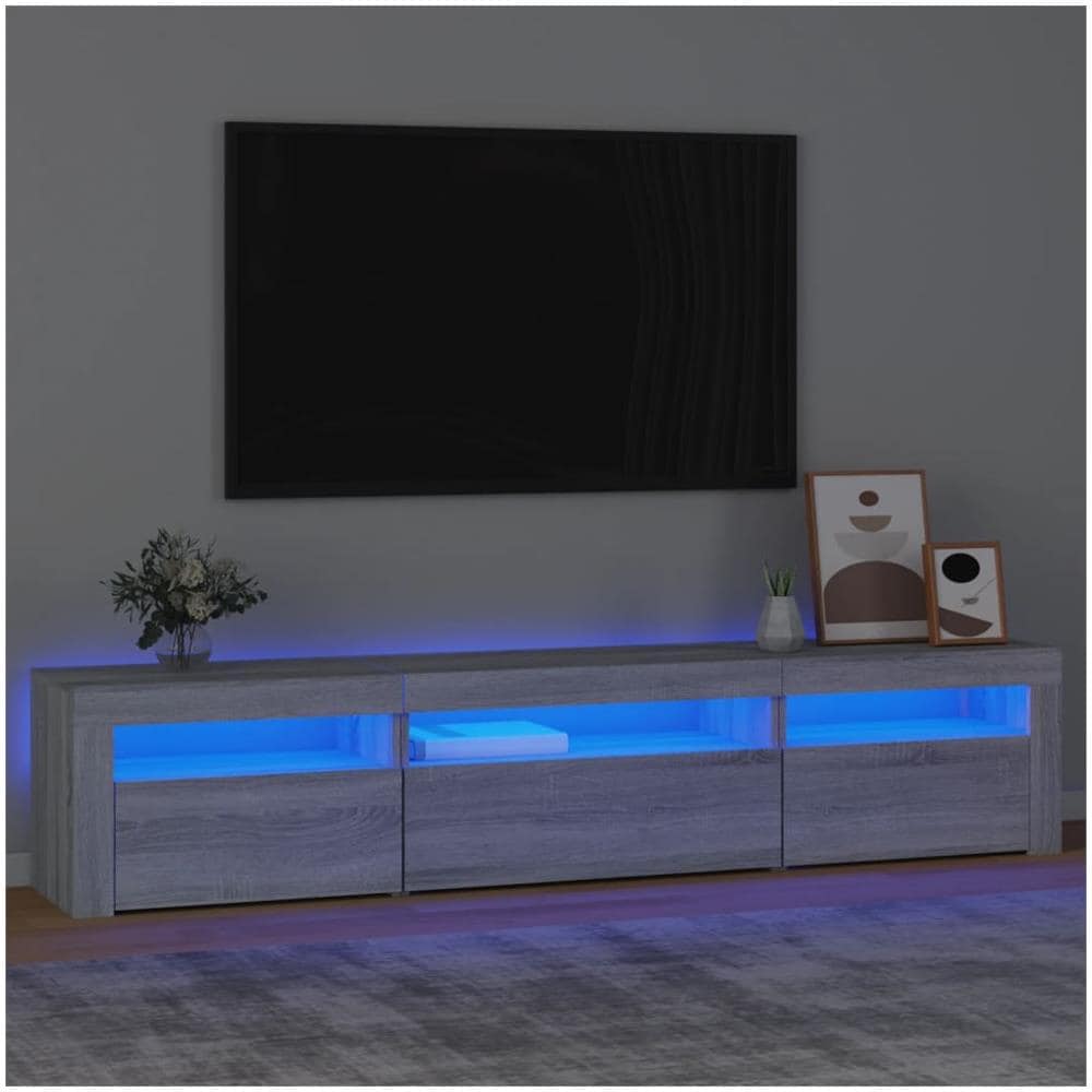 Mobile Porta Tv Con Luci Led Grigio Sonoma 195x35x40 Cm - Foto 1