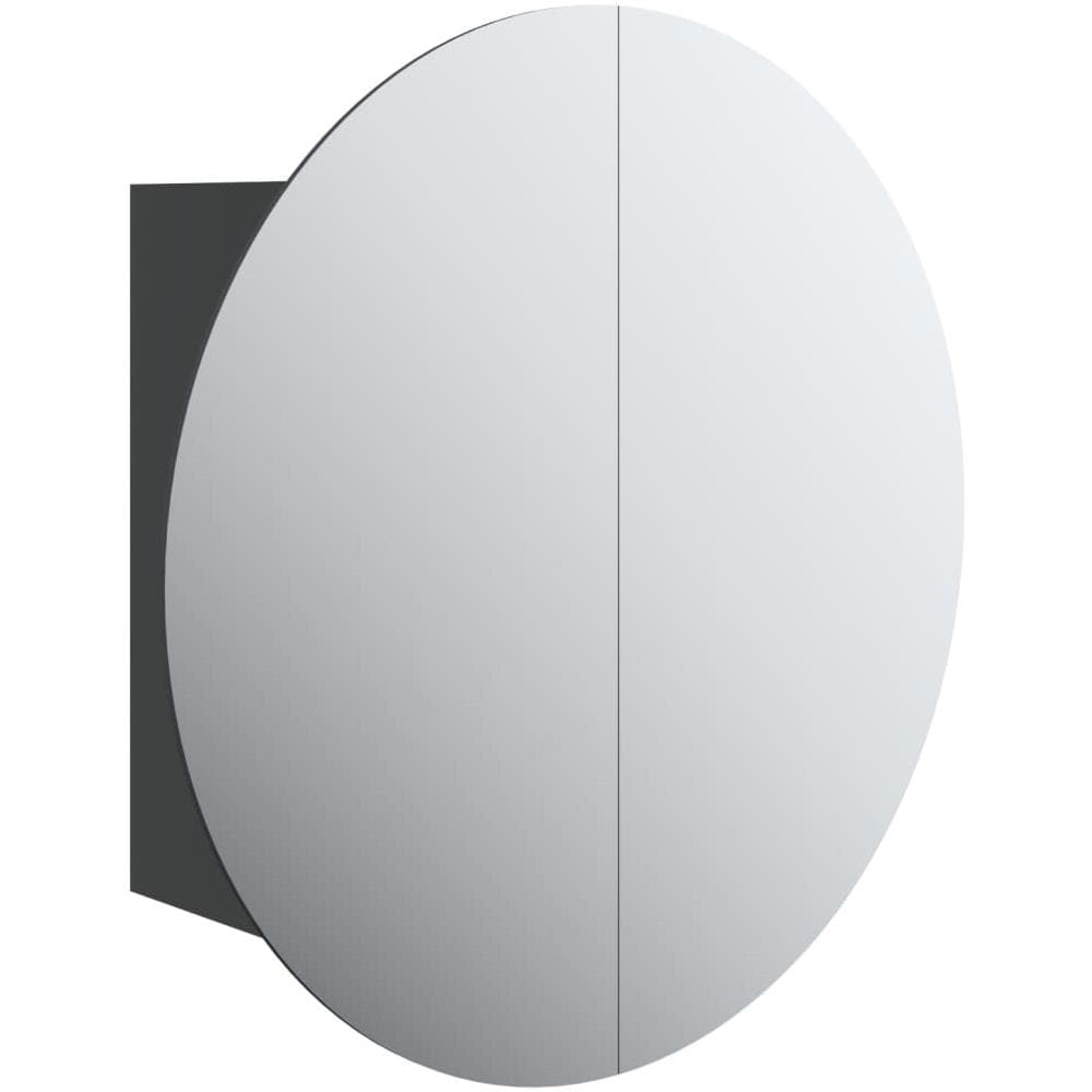 Armadio da Bagno con Specchio Rotondo e LED Nero 40x40x17,5cm - Foto 2