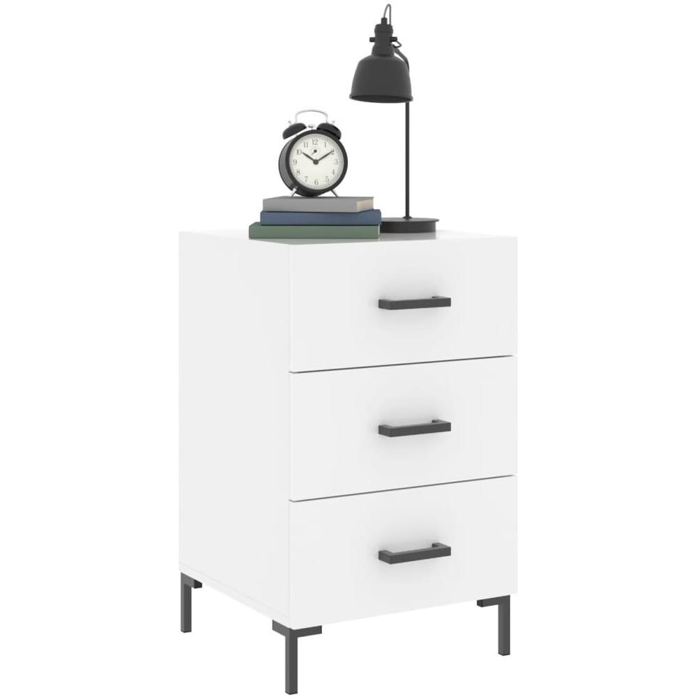 Comodino Bianco 40x40x66 Cm In Legno Multistrato - Foto 3