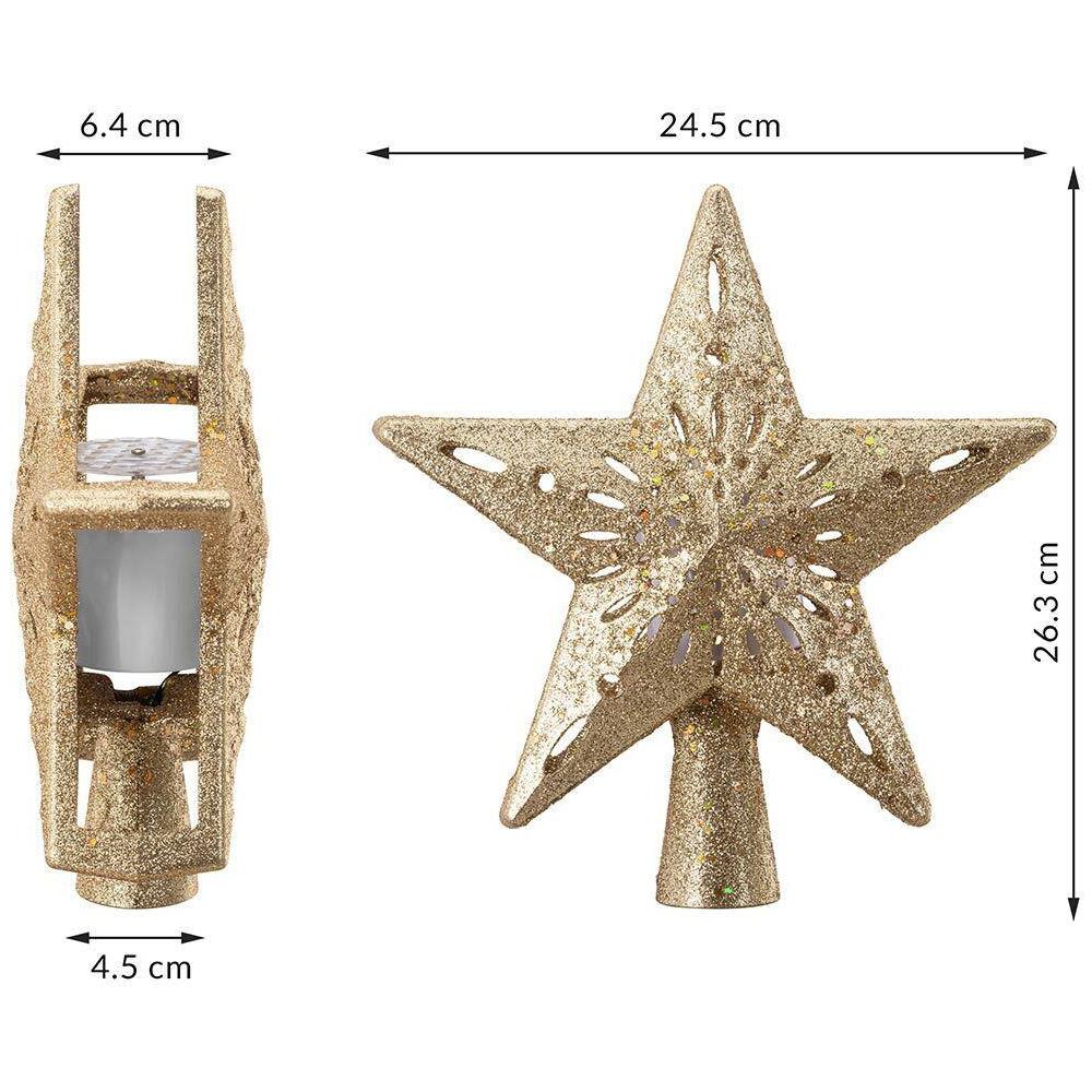 Puntale Proiettore LED per Albero di Natale Forma Stella Gold Gioco di Luce - Foto 5