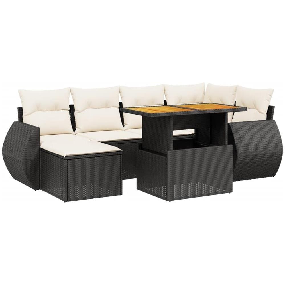 Set Divani da Giardino con Cuscini 7pz Nero Polyrattan - Foto 1