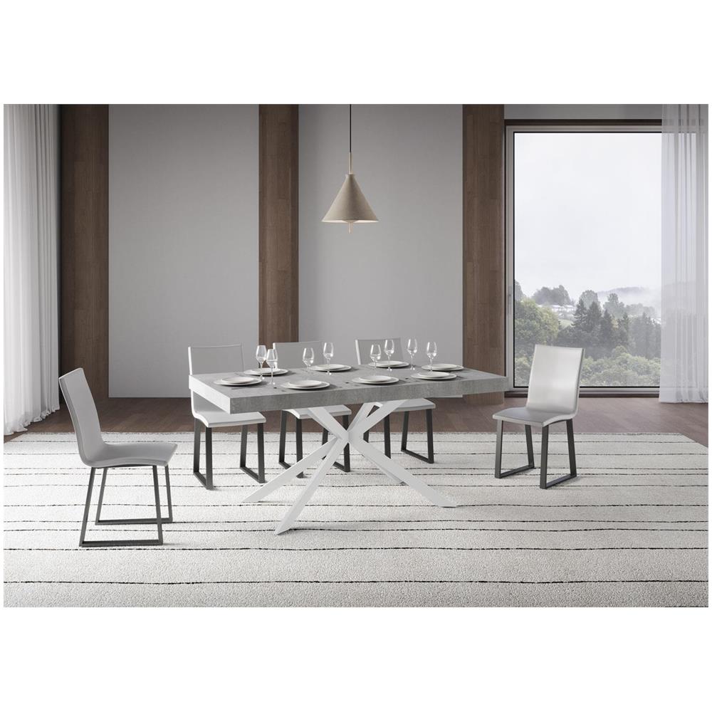 Tavolo allungabile 90x160/264 cm Plaker cemento gambe bianche - Foto 2