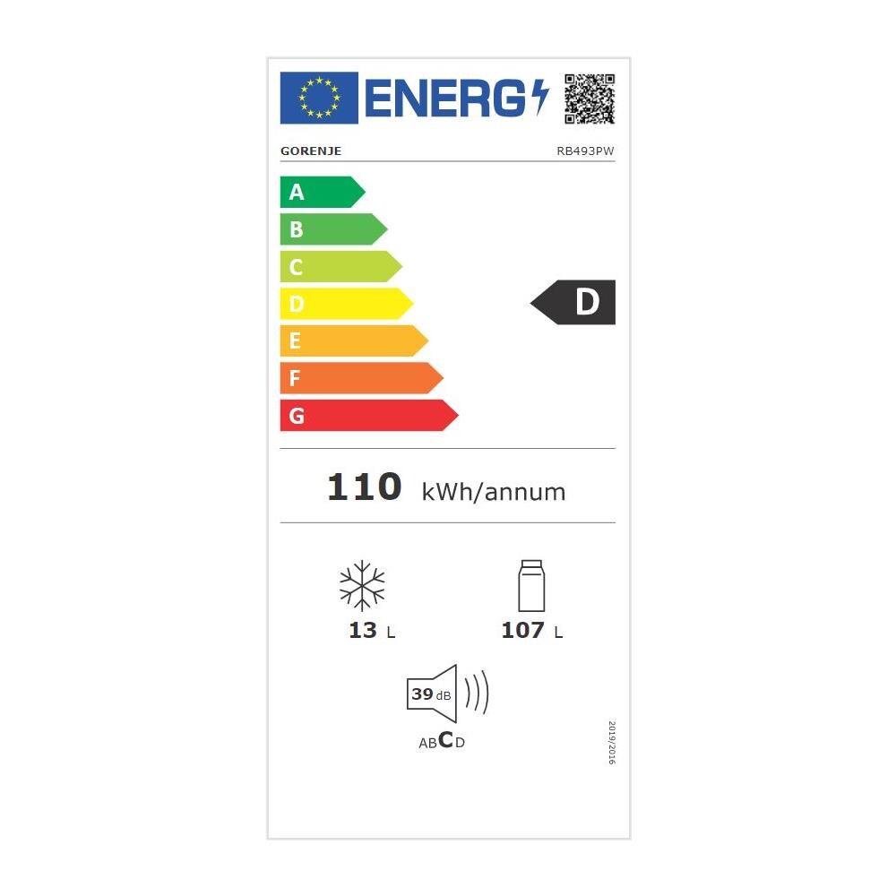 Frigorifero Monoporta RB493PW Statico Classe D Capacità Netta 119 litri Colore Bianco - Foto 2