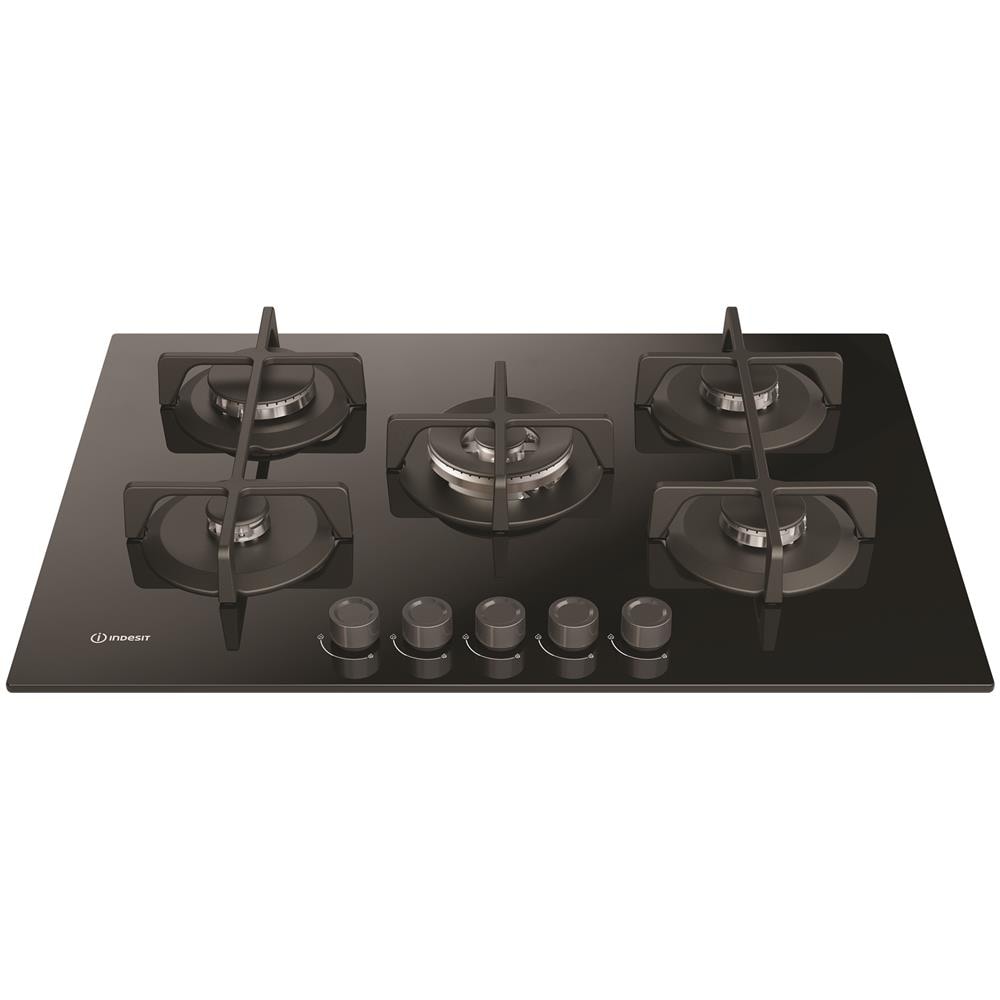 ING 72T /BK 1 piano gas vetro nero 75cm 5 fuochi bruciatore doppia corona griglie in ghisa lavabili in lavastoviglie - Foto 2