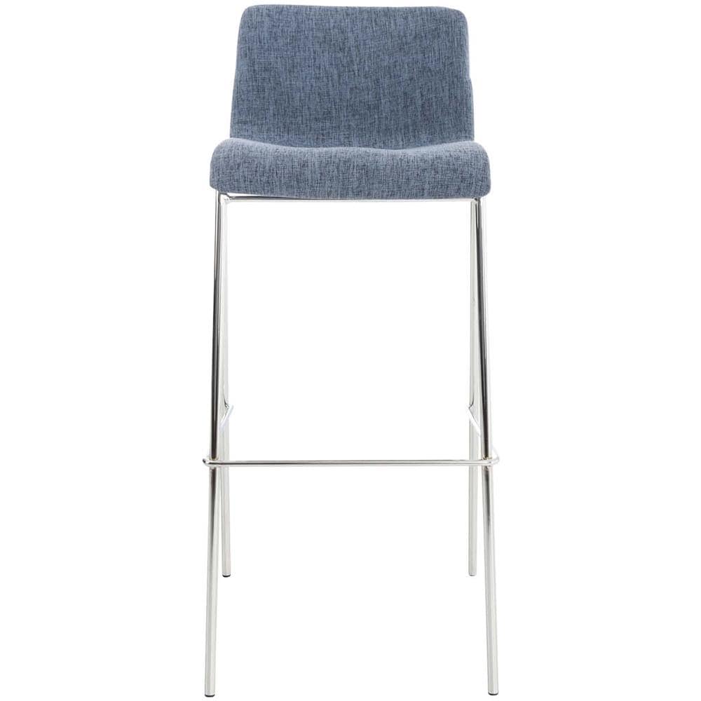 Sgabello Bar Hoover in Tessuto I Sgabello Alto Design 4 Gambe in Metallo I Sedia Sgabello Impilabile con Schienale I Sgabello Bancone H 76 CM Blu Base Cromata - Foto 2