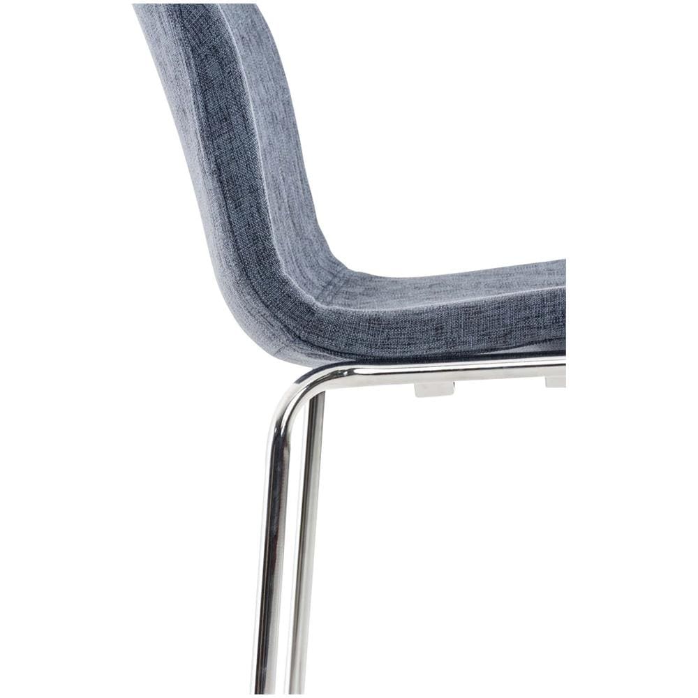 Sgabello Bar Hoover in Tessuto I Sgabello Alto Design 4 Gambe in Metallo I Sedia Sgabello Impilabile con Schienale I Sgabello Bancone H 76 CM Blu Base Cromata - Foto 5