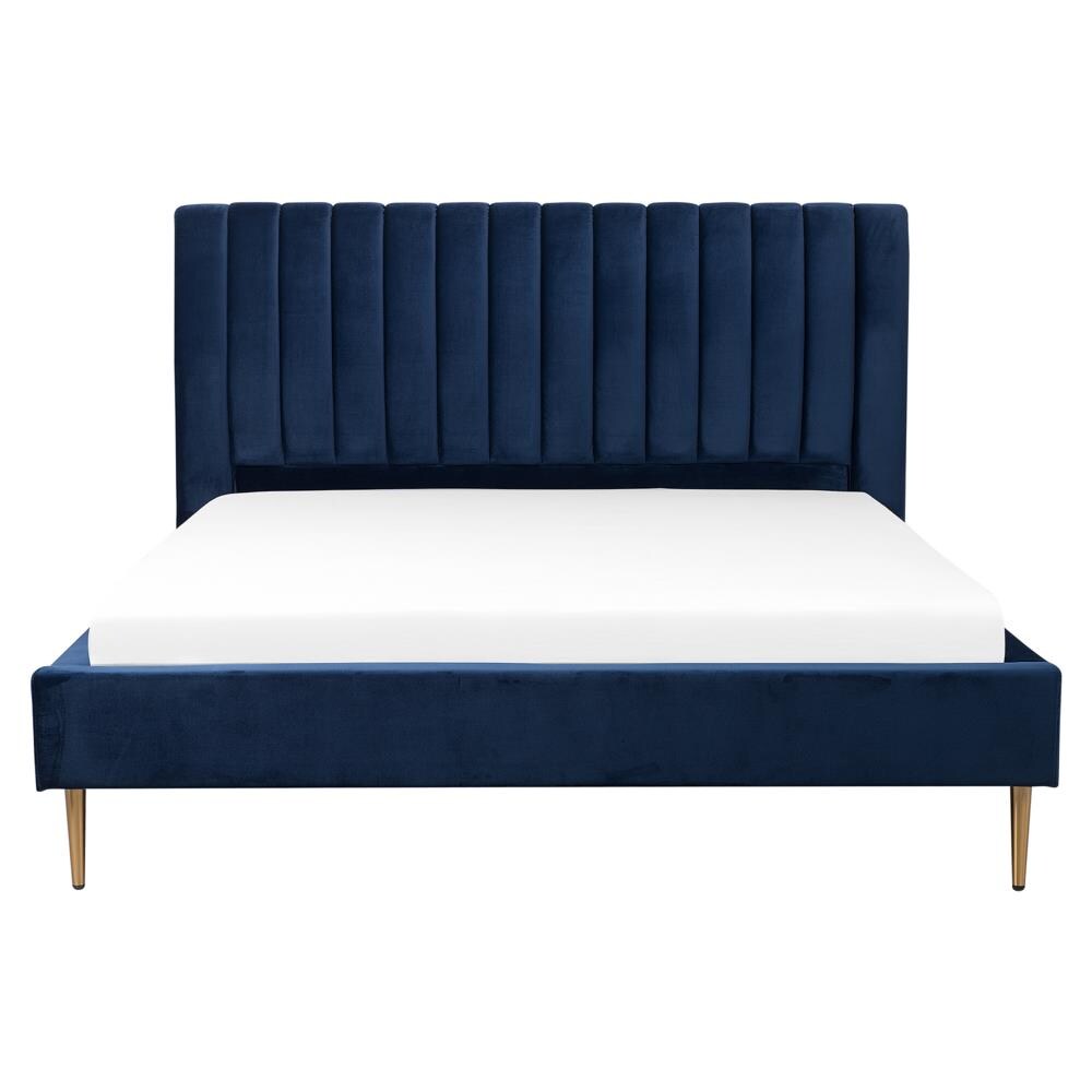 Letto Matrimoniale In Velluto Blu 180x200 Cm Marville - Foto 2