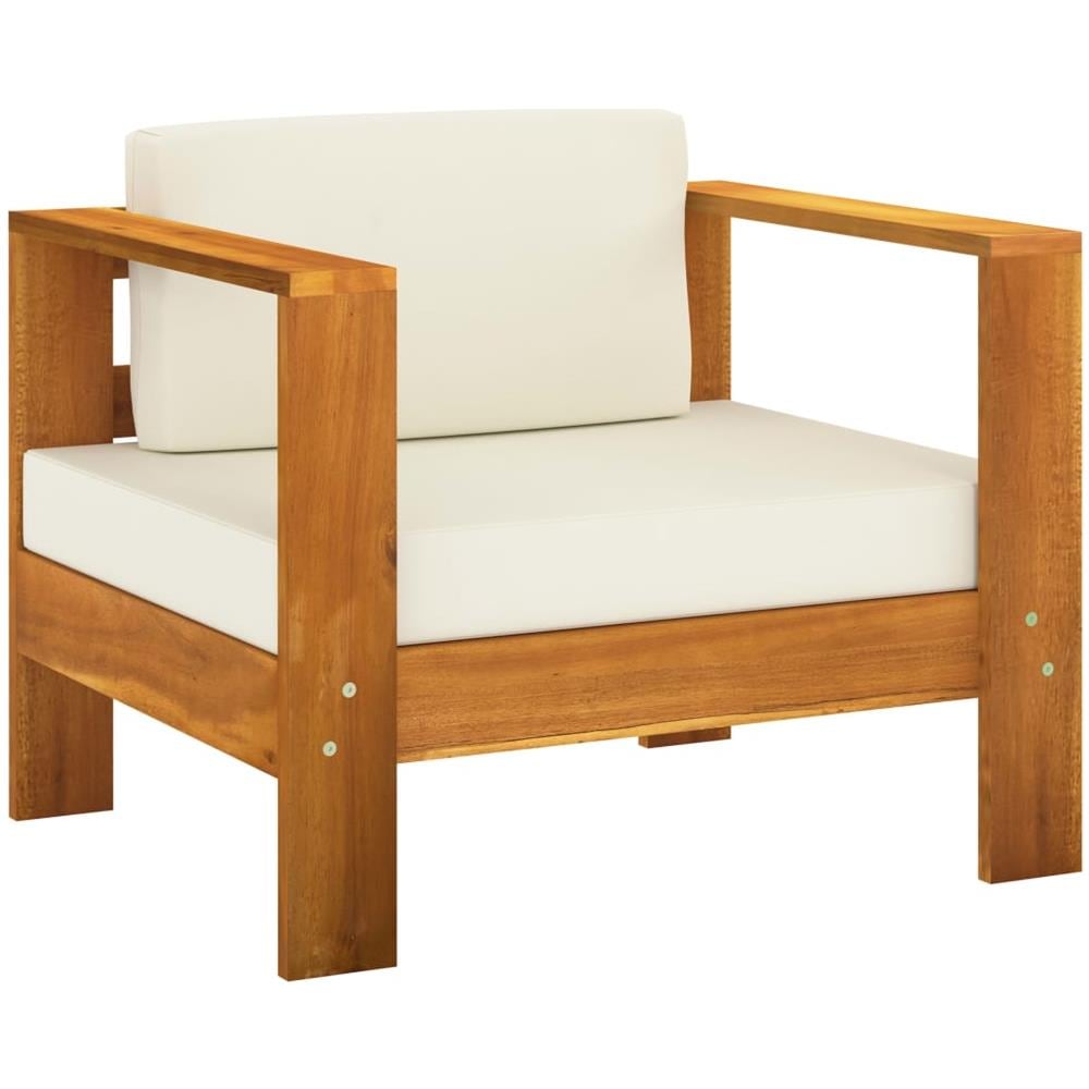 Set Divani Giardino 7 pz Cuscini Bianco Crema in Legno d'Acacia - Foto 2