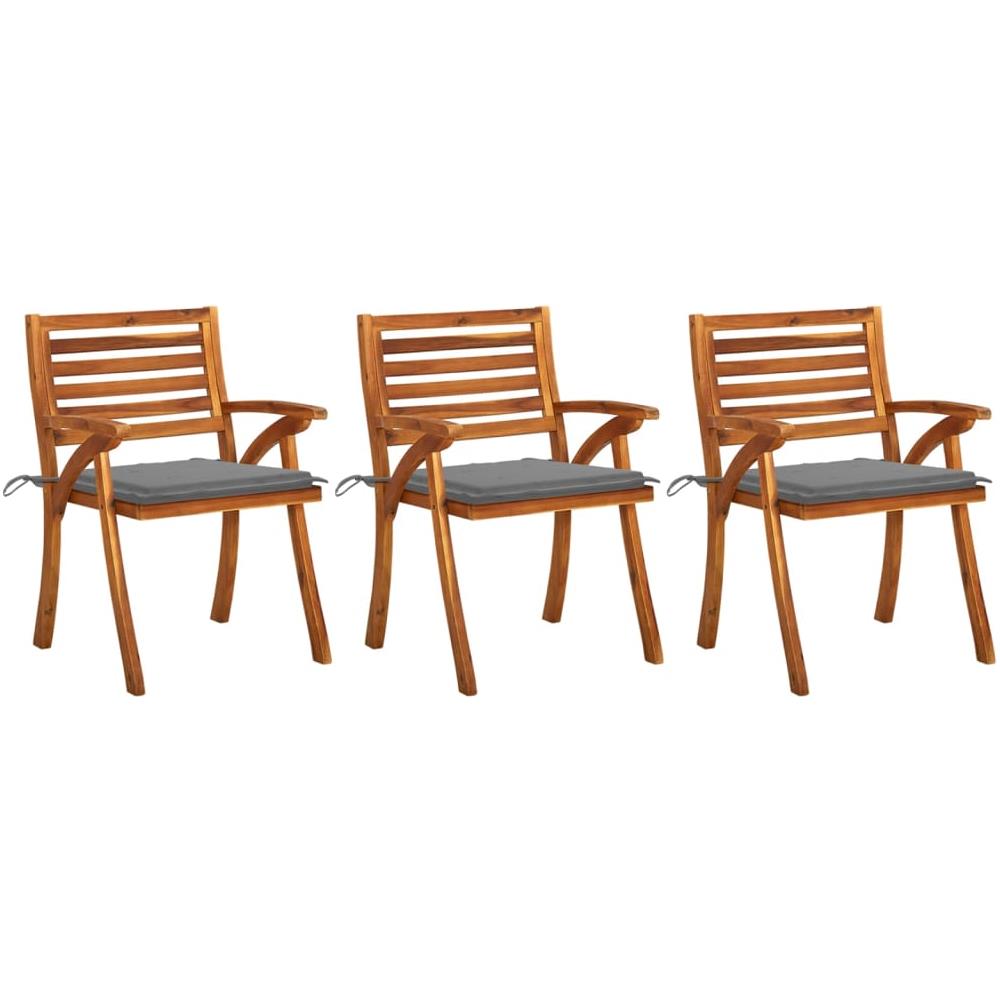 Sedie da Pranzo da Giardino con Cuscini 3 pz Massello di Acacia - Foto 1