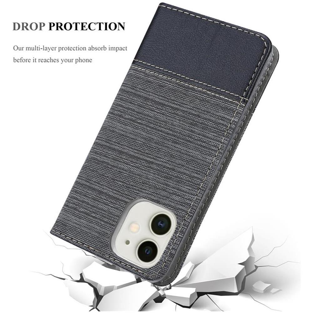Custodia Compatibile Con Apple Iphone 12 Mini (5,4"" Zoll) In Grigio Nero - Coperchio Protettiva Con Chiusura Magnetica, Funzione Stand E Tasca Per Le Carte - Foto 8