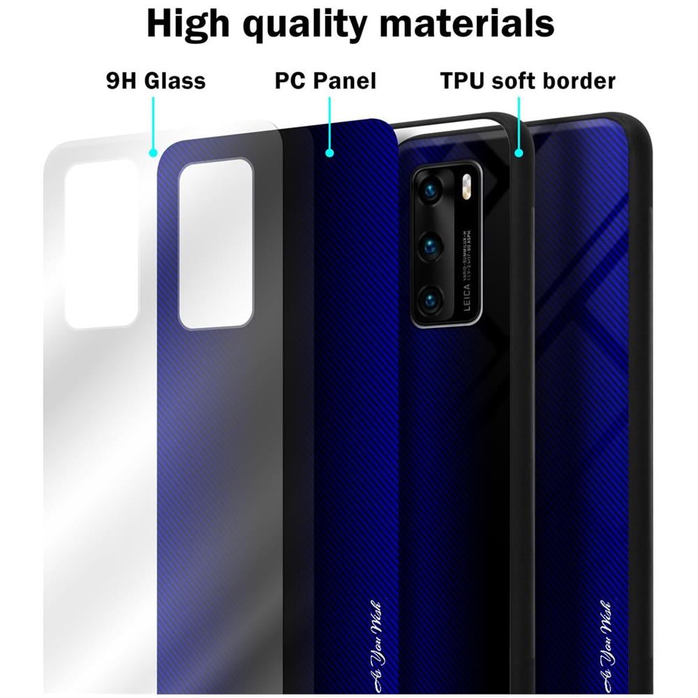 Custodia Compatibile Con Huawei P40 - Ottica A Strisce In Cobalto Viola - Coperchio Protettivo In Vetro Temperato E Silicone Tpu - Foto 7