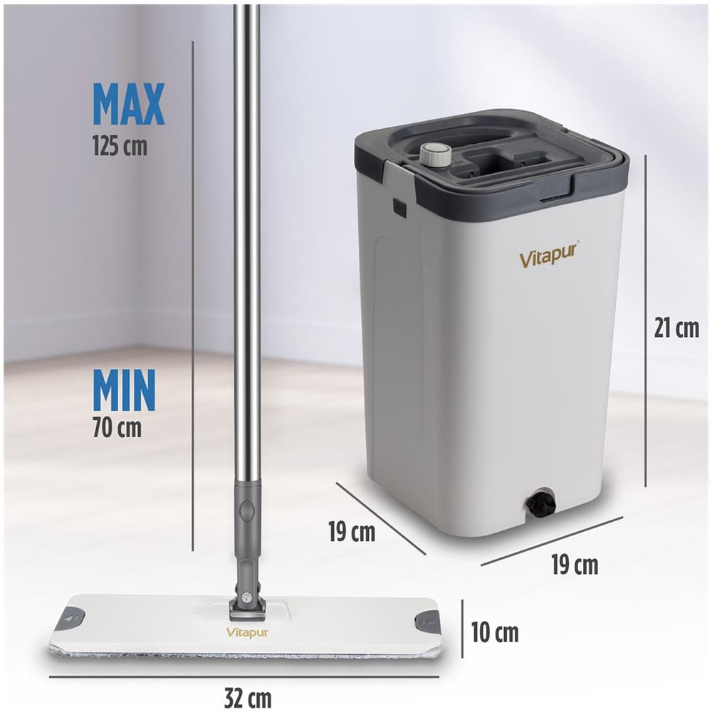 Set Mocio Mop Lavapavimenti con Secchio Innovativo che Divide Acqua Sporca e Pulita | Set di 4 Pezzi | Mocio Versatile con Testa Rotante 360° per Pulizia a Secco o Umida - Foto 8