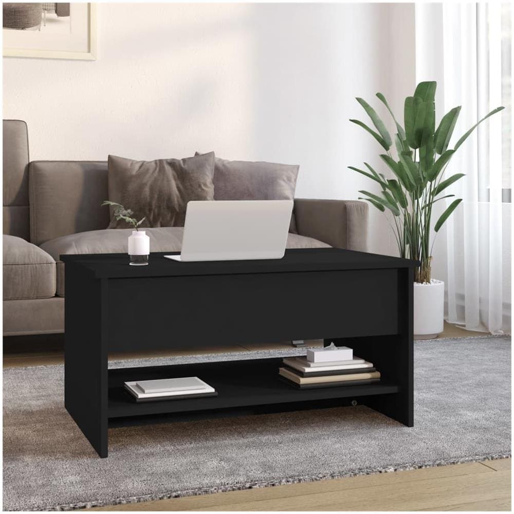 Tavolino Da Salotto Nero 80x50x40 Cm In Legno Multistrato - Foto 3