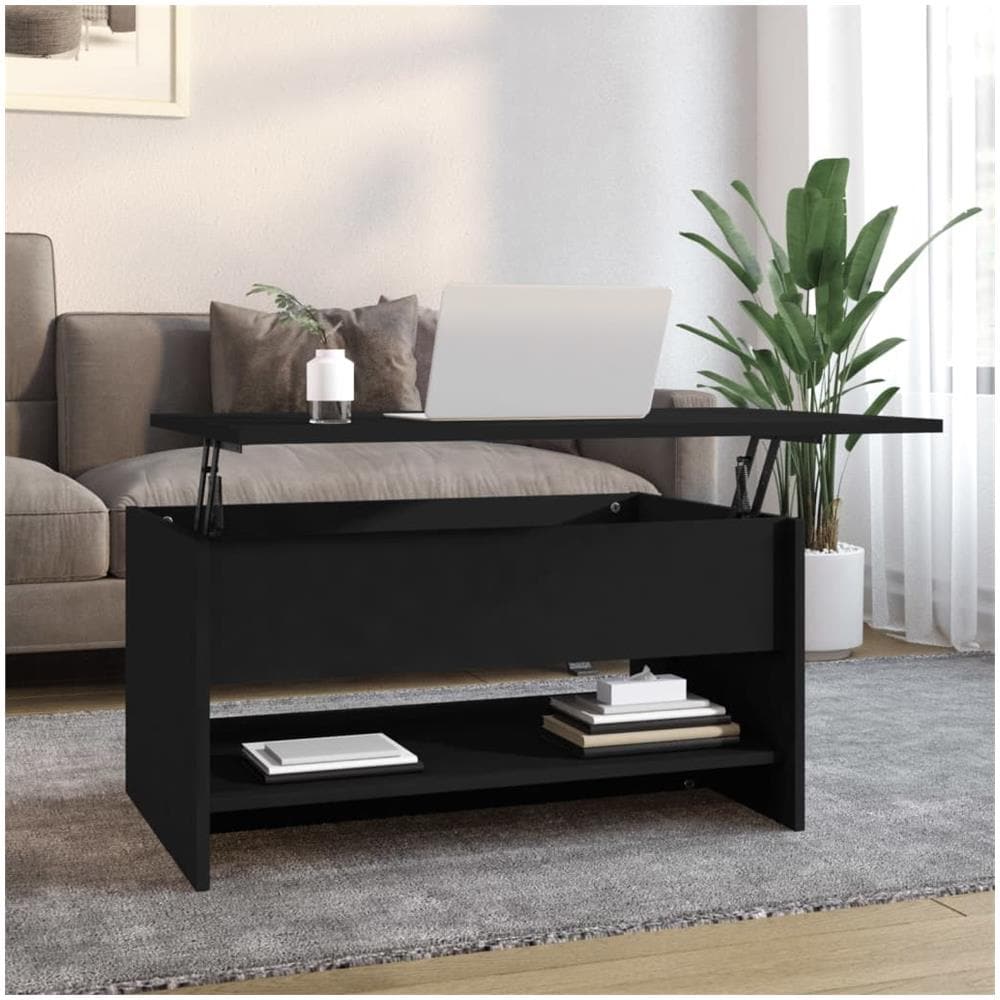 Tavolino Da Salotto Nero 80x50x40 Cm In Legno Multistrato - Foto 1
