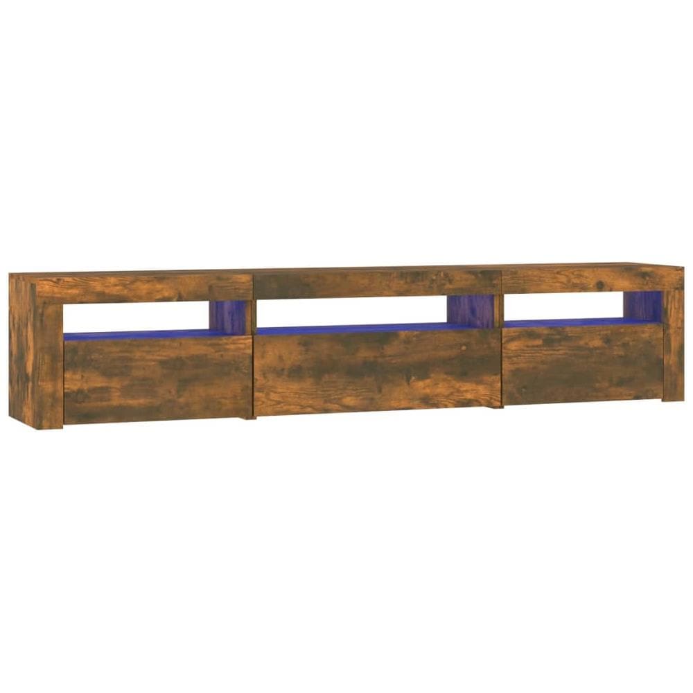 Mobile Porta Tv Con Luci Led Rovere Fumo 195x35x40 Cm - Foto 2