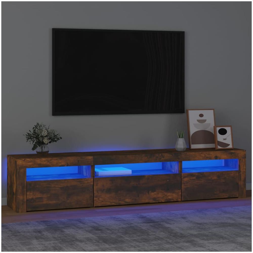 Mobile Porta Tv Con Luci Led Rovere Fumo 195x35x40 Cm - Foto 1