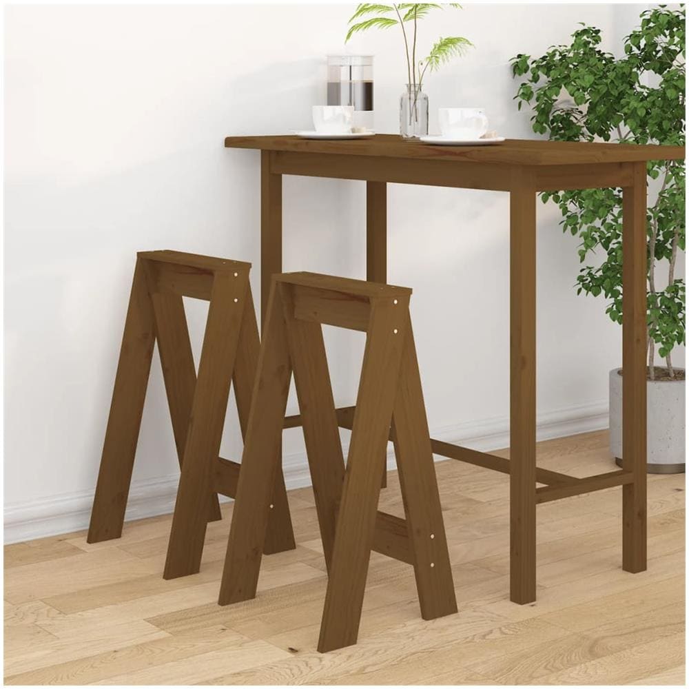 Sgabelli 2 Pz Miele 40x40x75 Cm In Legno Massello Di Pino - Foto 1