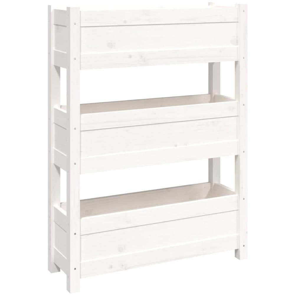 Fioriera Bianca 77x25x104,5 Cm In Legno Massello Di Pino - Foto 1