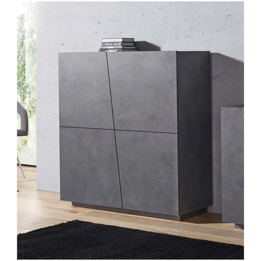 Credenza Pavel, Madia Da Cucina A 4 Ante, Buffet Da Soggiorno, 100% Made In Italy, Cm 120x43h126, Ardesia - Foto 1