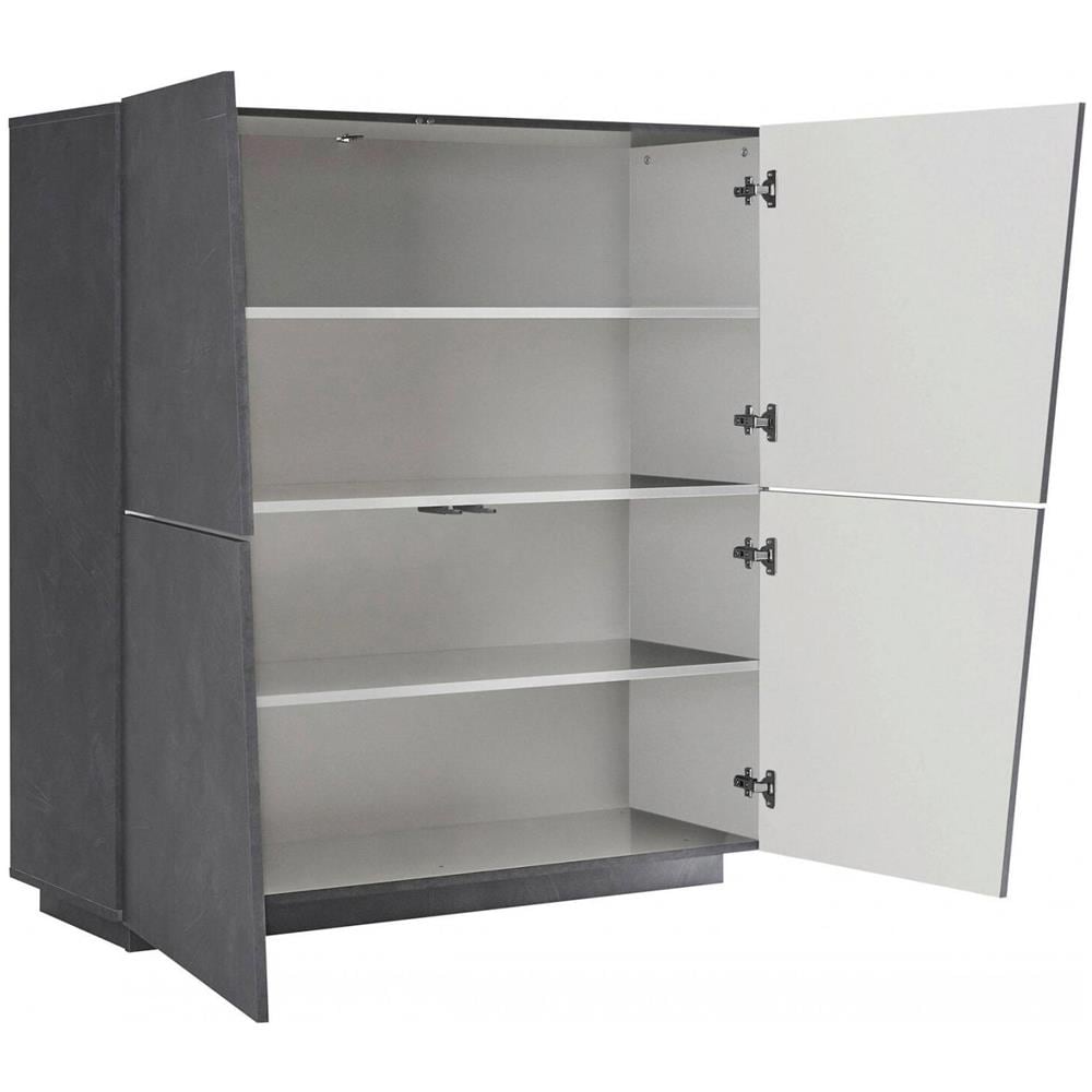 Credenza Pavel, Madia Da Cucina A 4 Ante, Buffet Da Soggiorno, 100% Made In Italy, Cm 120x43h126, Ardesia - Foto 4