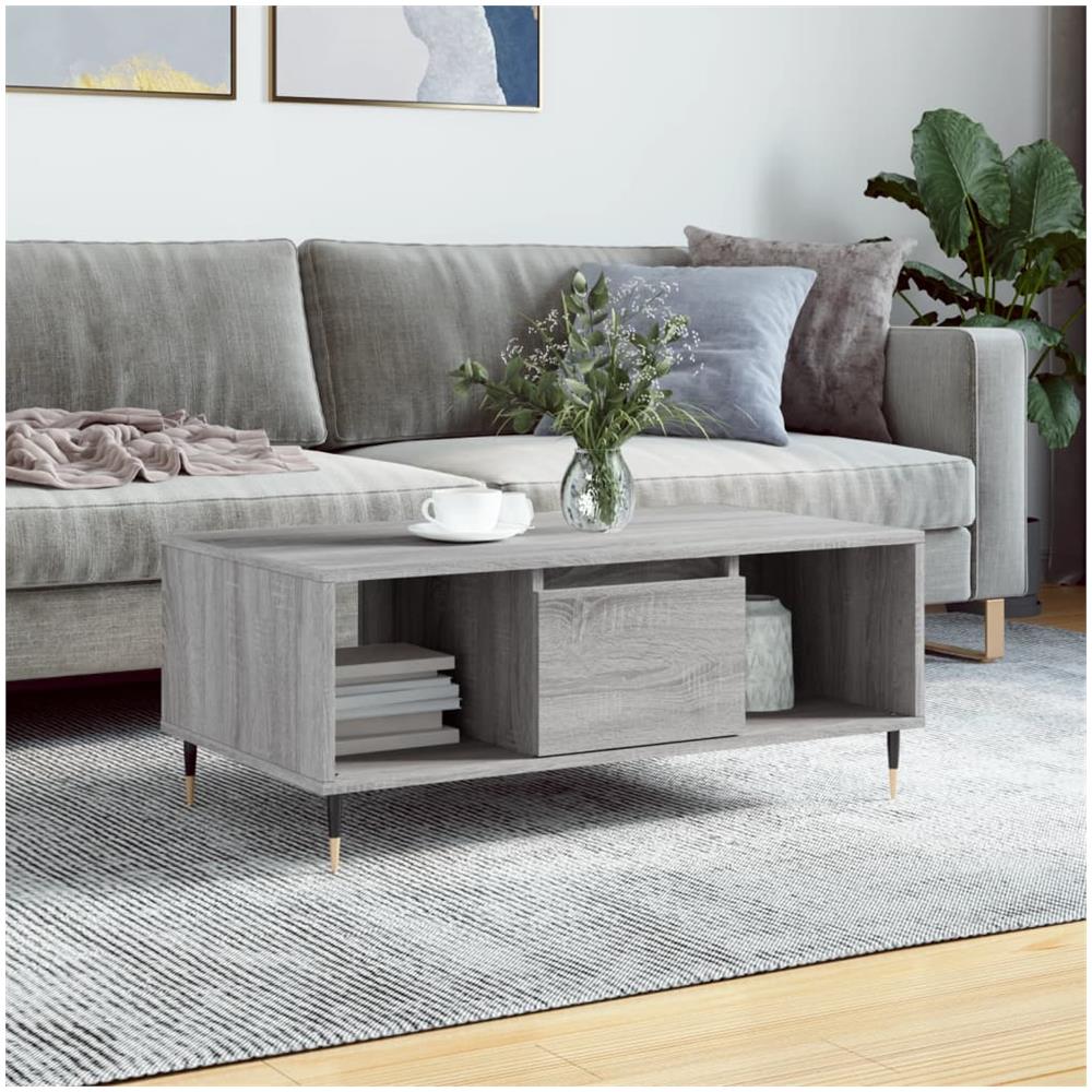 Tavolino Salotto Grigio Sonoma 90x50x36,5 Cm Legno Multistrato - Foto 1