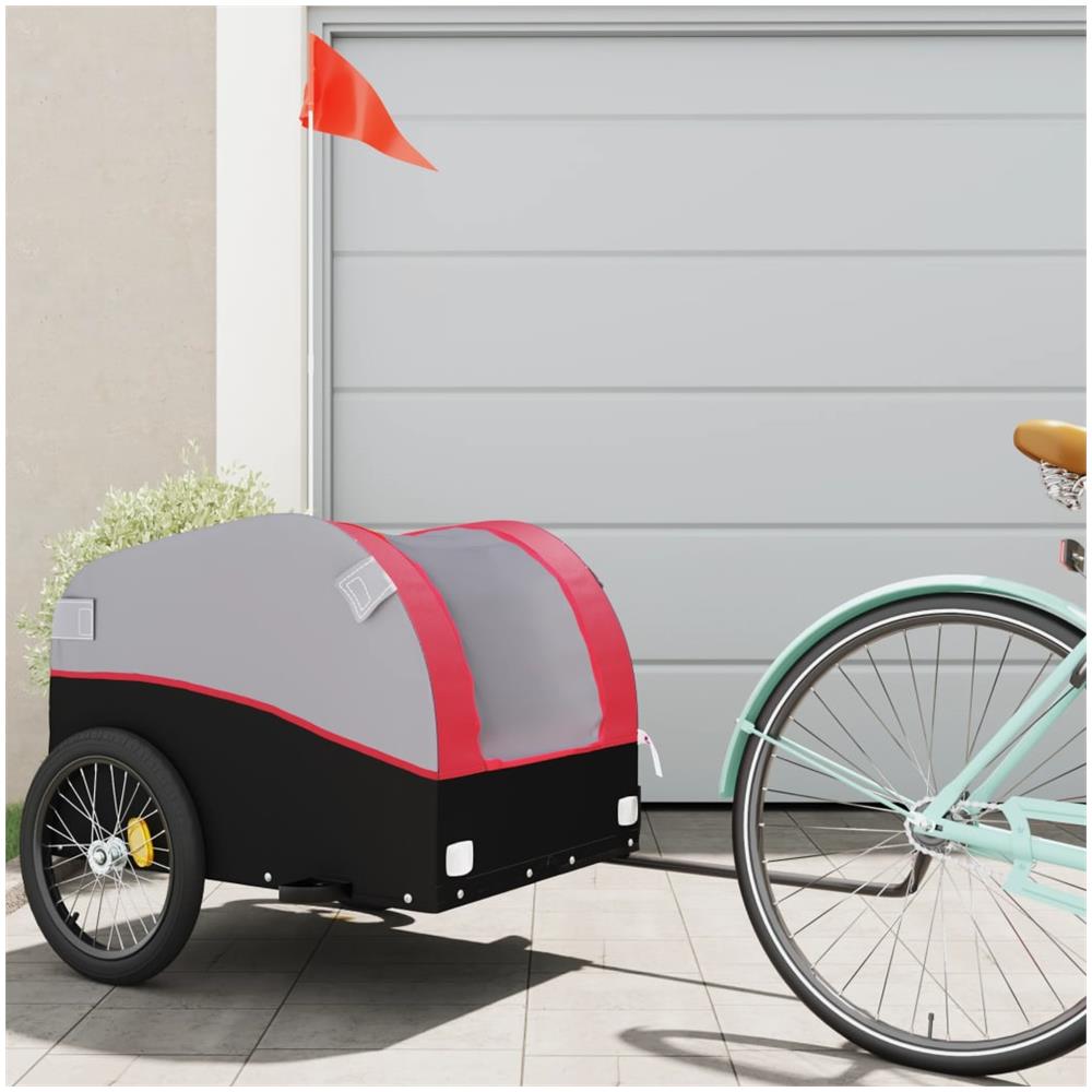 Rimorchio Da Bici Da Carico Nero E Rosso 45 Kg In Ferro - Foto 1