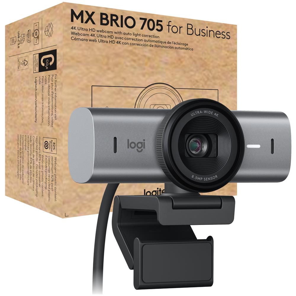 MX Brio 705 for Business webcam 8,5 MP 4096 x 2160 Pixel USB 3.2 Gen 1 (3.1 Gen 1) Alluminio, Nero - Foto 9