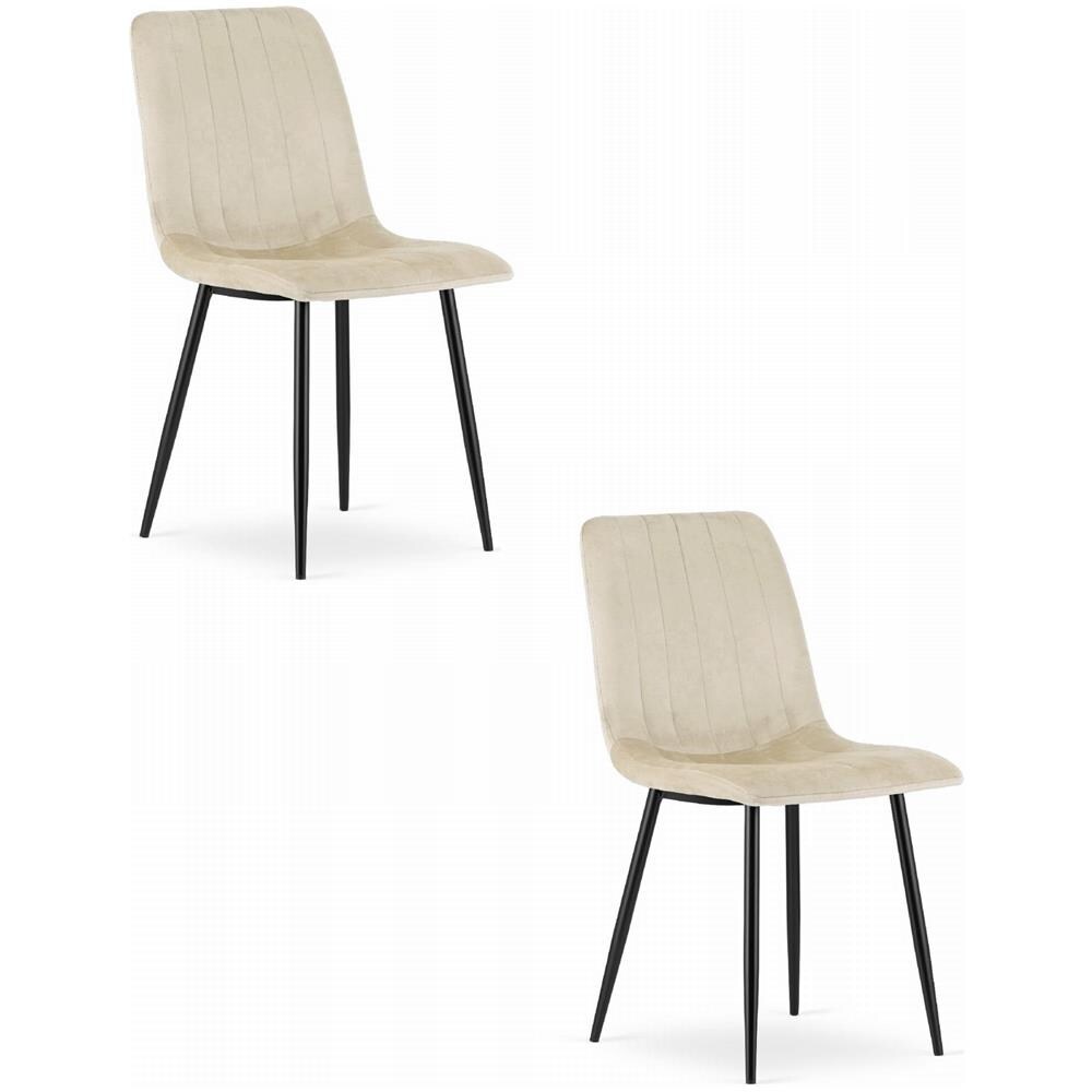 Sedia VALORA JEWA - Design senza tempo in velluto beige freddo x 2 - Foto 1