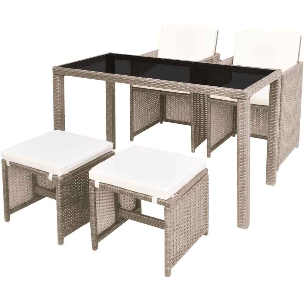 Set Da Pranzo 11 Pezzi All'aperto Polyrattan Grigio - Foto 1