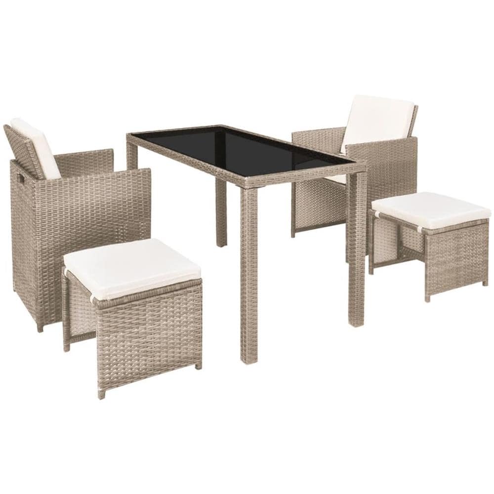 Set Da Pranzo 11 Pezzi All'aperto Polyrattan Grigio - Foto 2