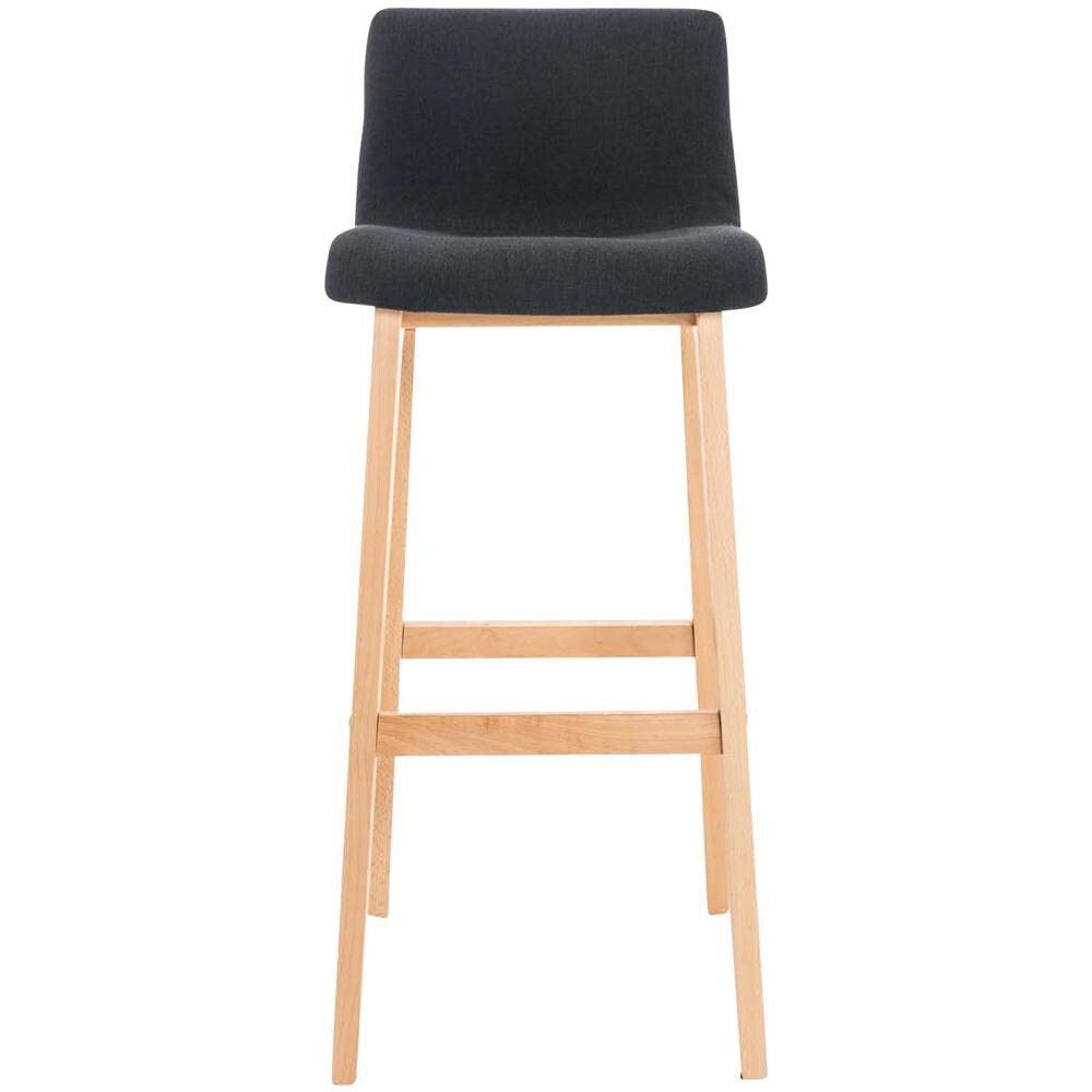 Sgabello Alto da Bar Hoover | Sgabello Bancone con Telaio in Legno Naturale e Seduta in Tessuto | Sgabello Imbottito, Alt. 77cm, 4 Gambe | Sgabello Design Cucina Nero - Foto 2