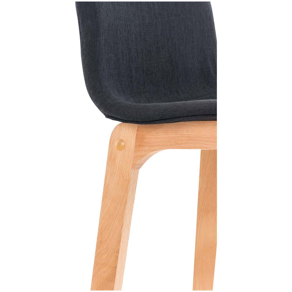 Sgabello Alto da Bar Hoover | Sgabello Bancone con Telaio in Legno Naturale e Seduta in Tessuto | Sgabello Imbottito, Alt. 77cm, 4 Gambe | Sgabello Design Cucina Nero - Foto 5