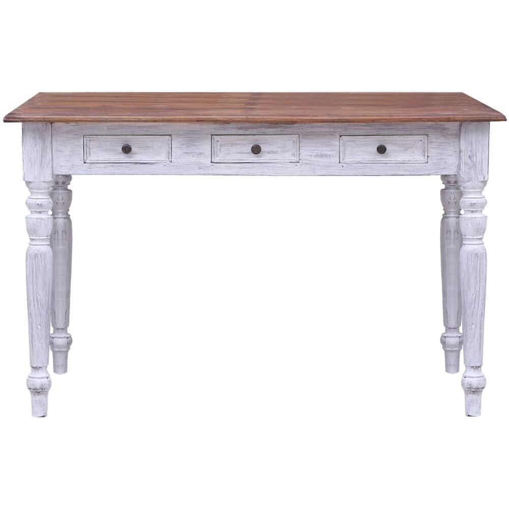 Scrivania con Cassetti Bianca 117x57x75 cm Massello di Recupero - Foto 2