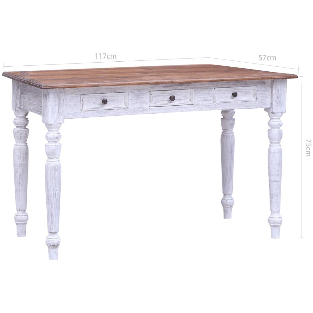 Scrivania con Cassetti Bianca 117x57x75 cm Massello di Recupero - Foto 8