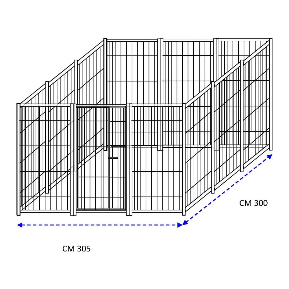Box Per Cani Singolo Da Esterno Recinzione In Rete Zincatura Elettrolitica Dimensioni 300 X 300 X H 180 Cm - Foto 1