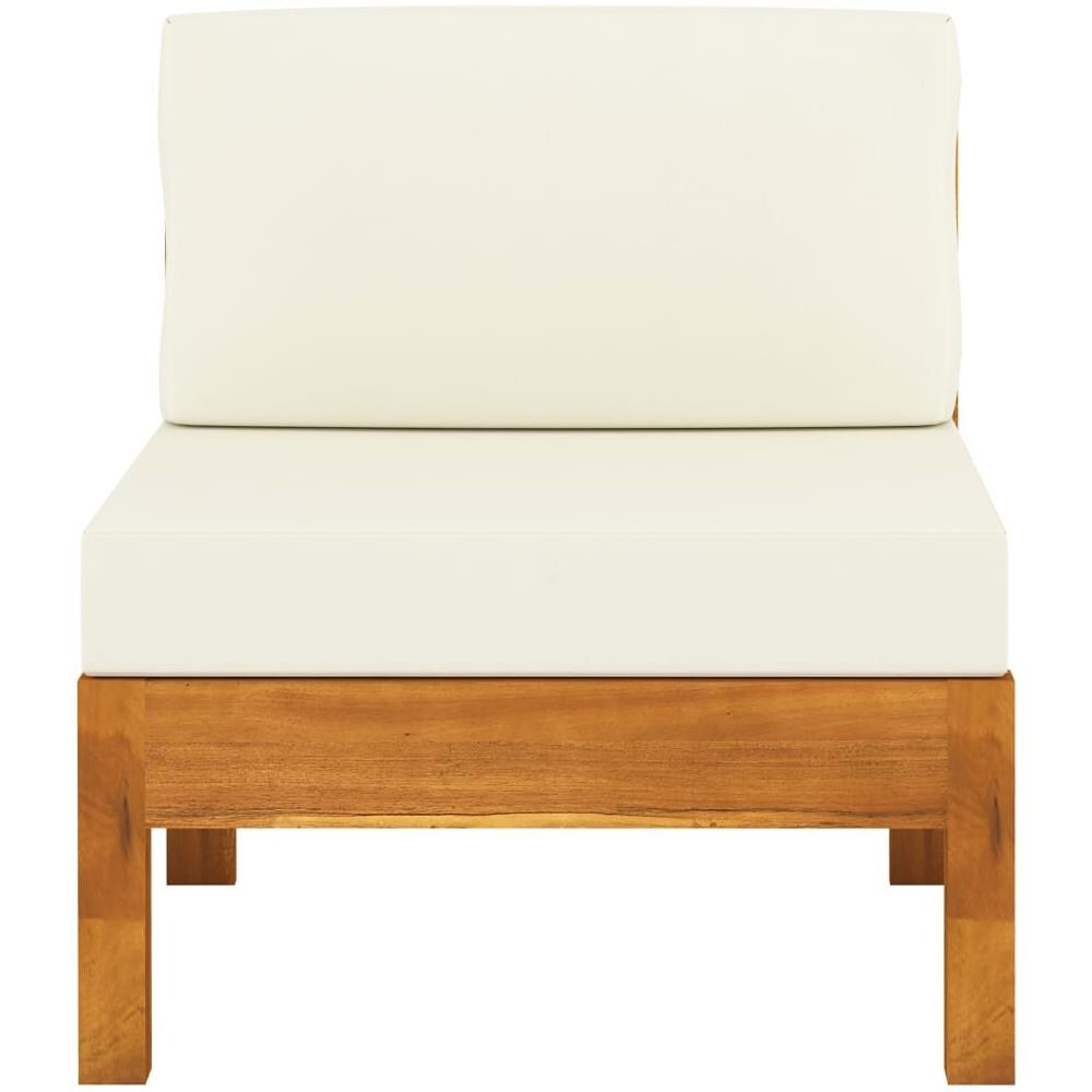 Set Divani Giardino 8 pz Cuscini Bianco Crema in Legno d'Acacia - Foto 8