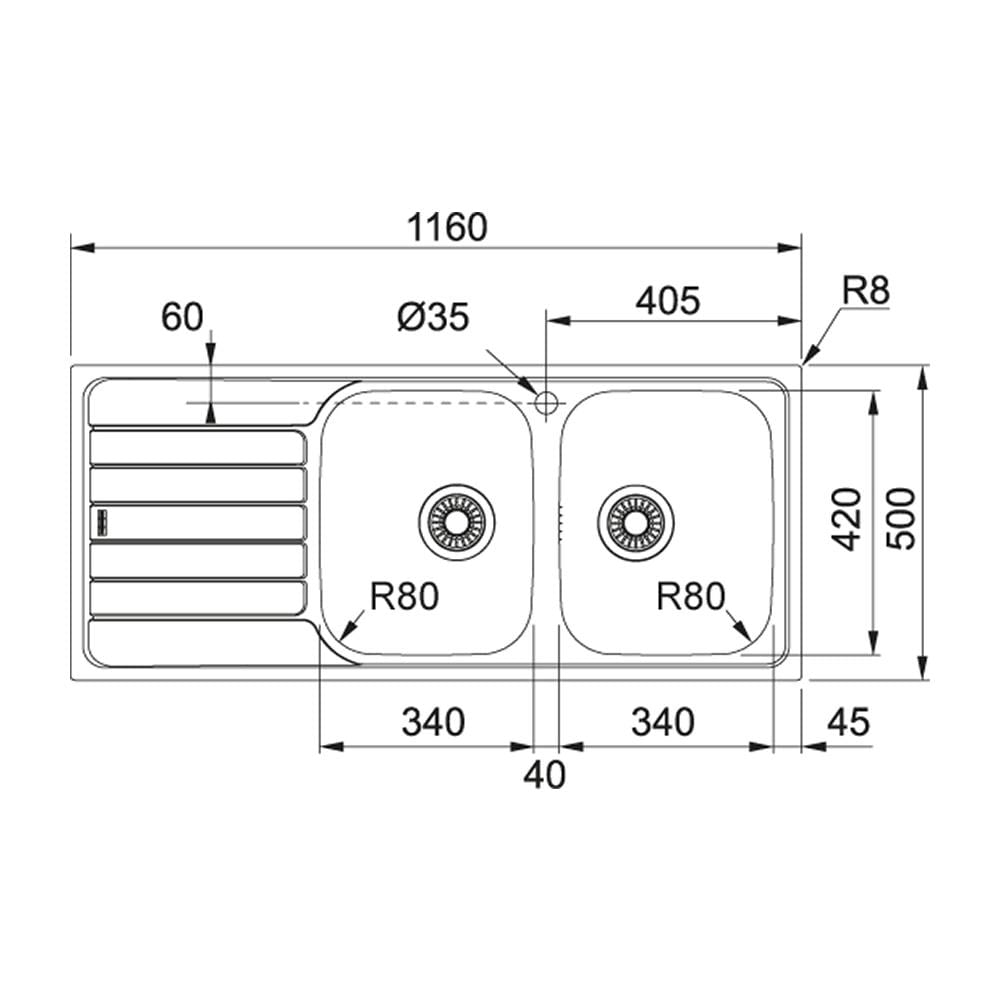 Lavello Da Incasso Inox Da 80 Cm Con Sifone - 006464 - Foto 2