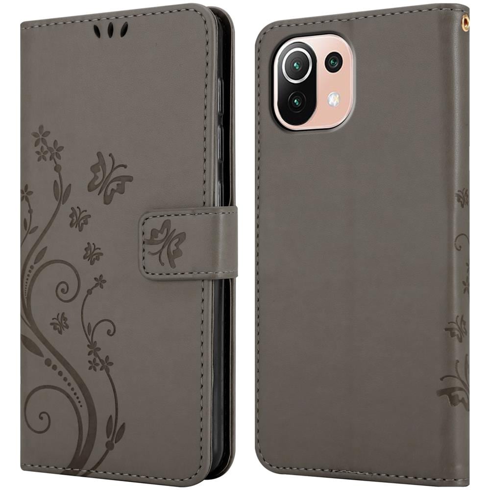 Custodia Compatibile Con Xiaomi Mi 11 Lite (4g / 5g) / 11 Lite Ne In Grigio Fiore - Coperchio Protettivo In Design Floreale Con Chiusura Magnetica, Funzione Stand E Slot Per Carte - Foto 7