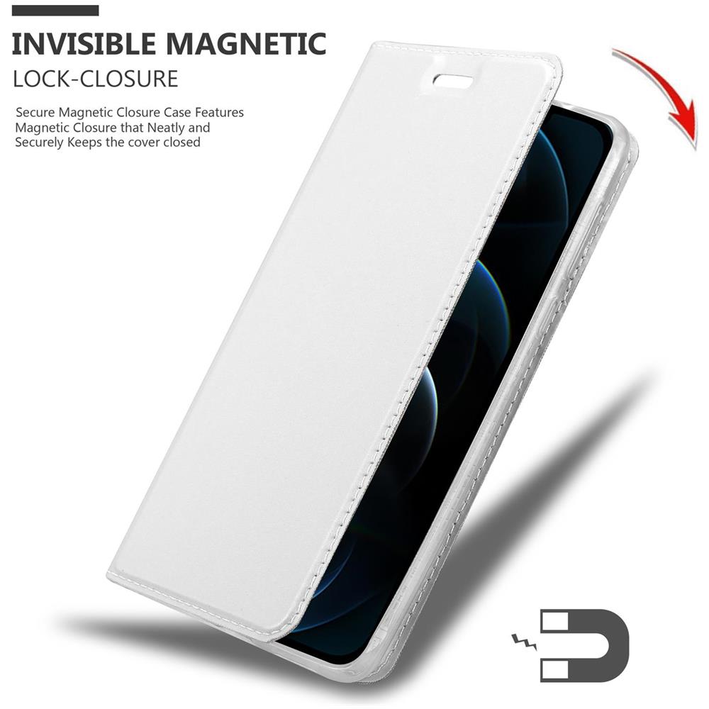 Custodia Compatibile Con Apple Iphone 12 Pro Max (6,7"" Zoll) In Classy Argento - Coperchio Protettiva Con Chiusura Magnetica, Funzione Stand E Tasca Per Le Carte - Foto 8