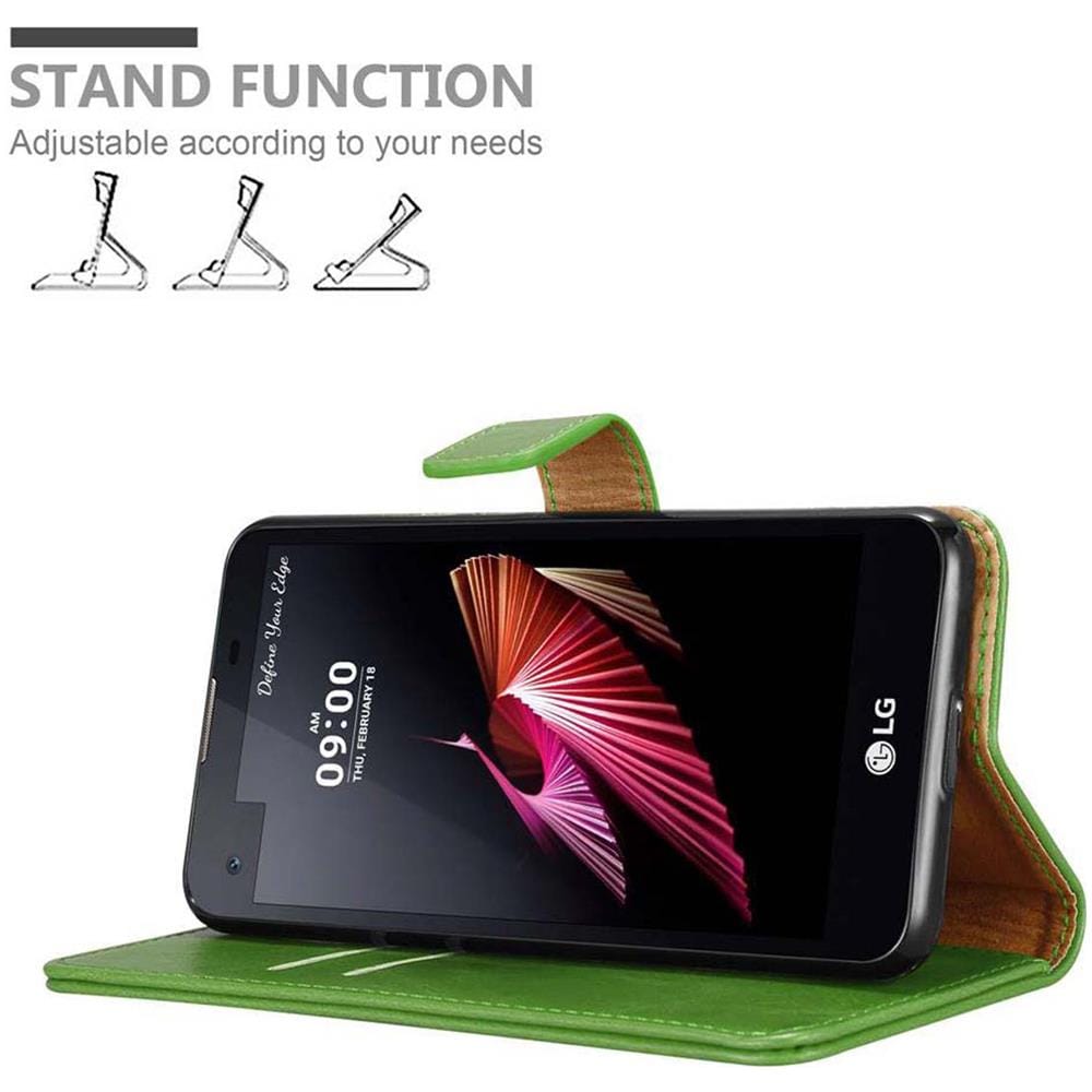 Custodia Compatibile Con Lg X Screen In Verde Erbe - Coperchio Protettiva Con Chiusura Magnetica, Funzione Stand E Tasca Per Le Carte - Foto 2