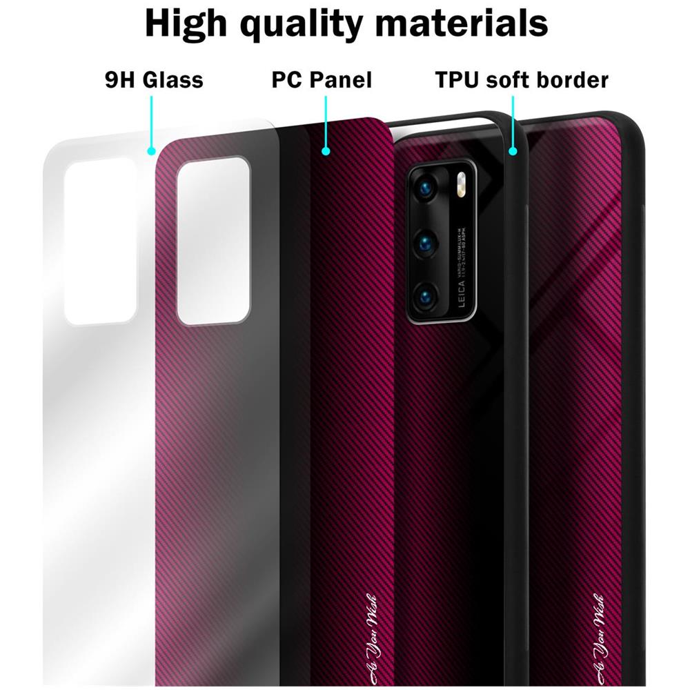 Custodia Compatibile Con Huawei P40 - Ottica A Strisce In Cremisi Rosa - Coperchio Protettivo In Vetro Temperato E Silicone Tpu - Foto 7